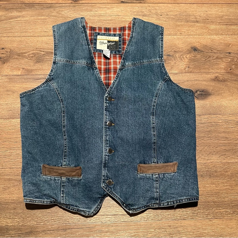 Wrangler Premium Quality Outerwear Flannel-Lined Denim Vest Size L